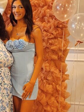 Peppermayo Patsie Strapless Mini Dress in Blue Size US 4